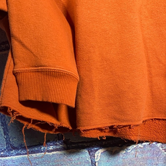 90 Degree Women’s XL Cropped Hoodie Rust Orange Pullover Sweatshirt - Picture 3 of 8